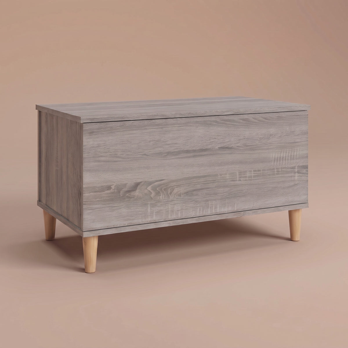 Table basse relevable Sylva sonoma gris fermée, pieds coniques en bois naturel #Dimensions_90 × 44,5 × 45 cm #Couleur_Sonoma gris