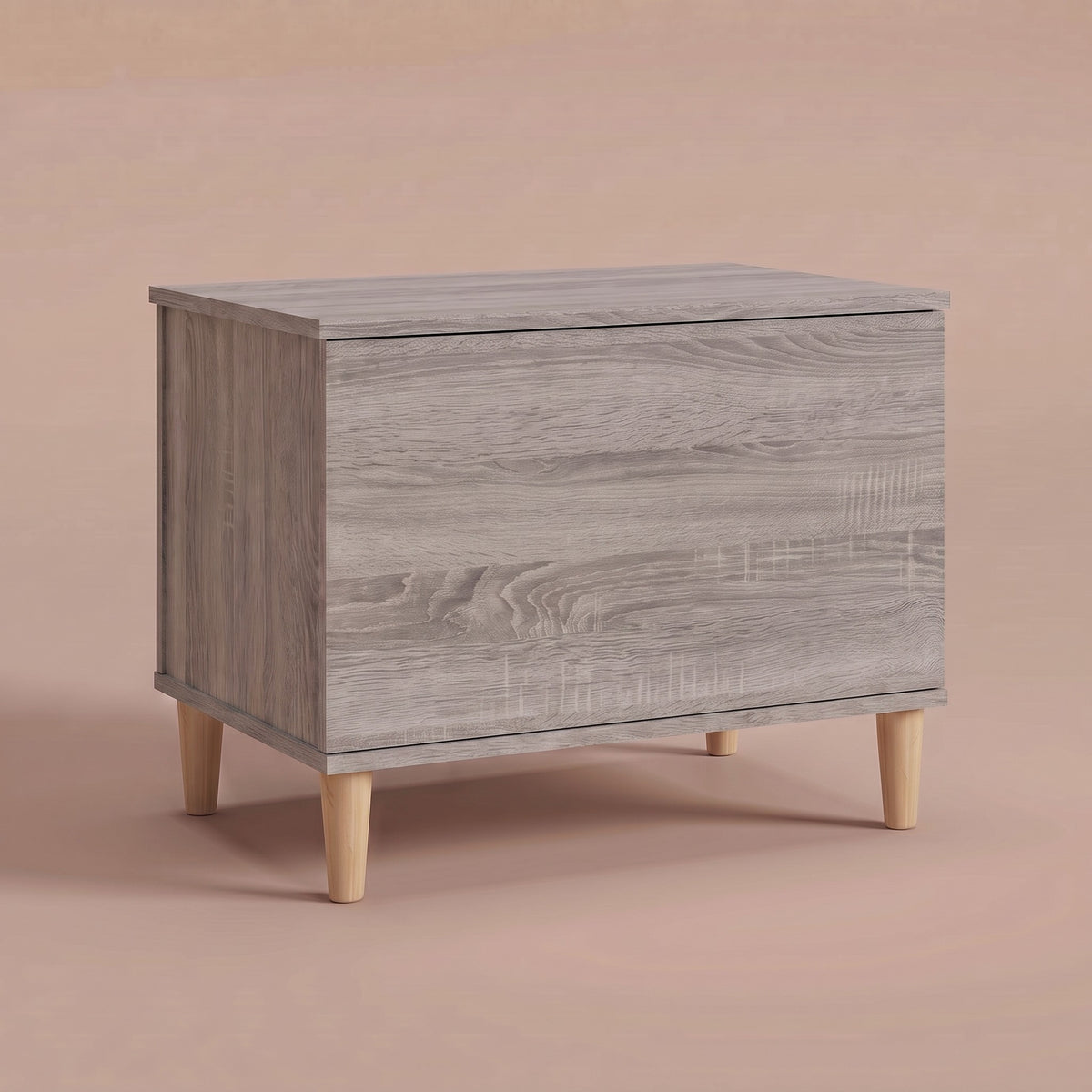 Table basse relevable Sylva sonoma gris fermée, pieds coniques en bois naturel #Dimensions_60 × 44,5 × 45 cm #Couleur_Sonoma gris