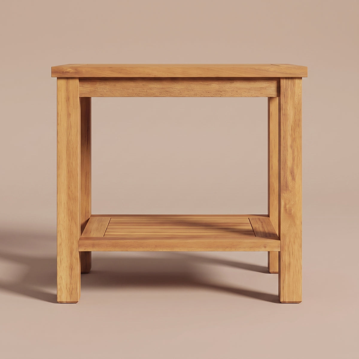 Table en teck massif Timba, 50 x 35 x 45 cm, vue de face #Dimensions_50 × 35 × 45 cm