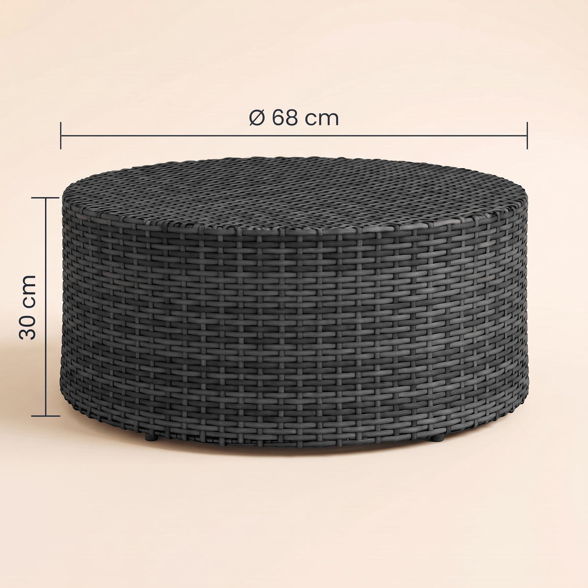 Table ronde extérieur Tonda, noir, dimensions Ø 68 × 30 cm #Couleur_Noir