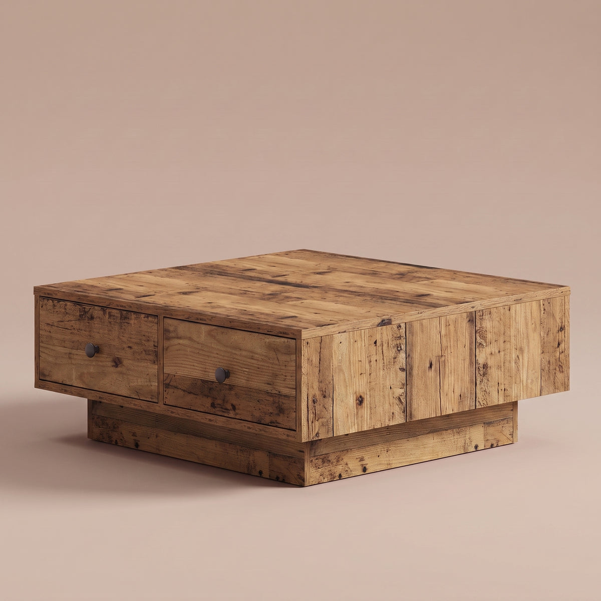 Table avec tiroirs Vasta, bois ancien, angle bas #Couleur_Bois ancien