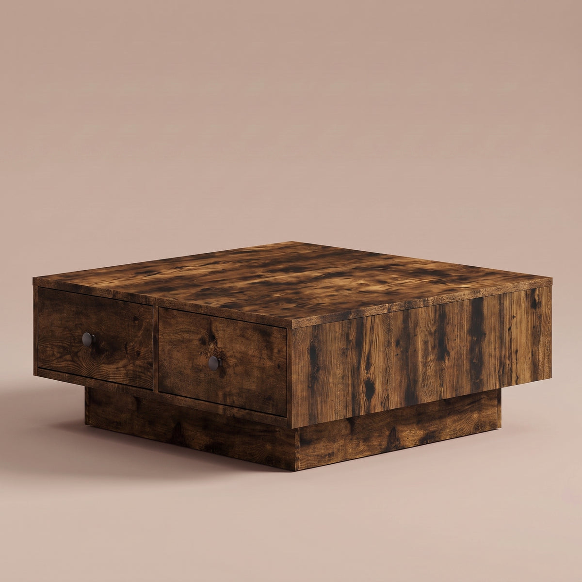 Table avec tiroirs Vasta, chêne fumé, angle bas #Couleur_Chêne fumé