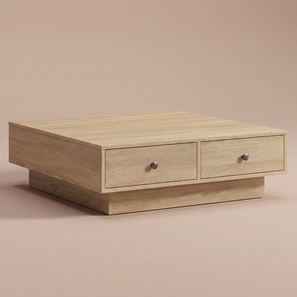 Table avec tiroirs Vasta, chêne sonoma, vue 3/4, tiroirs fermés #Couleur_Chêne sonoma