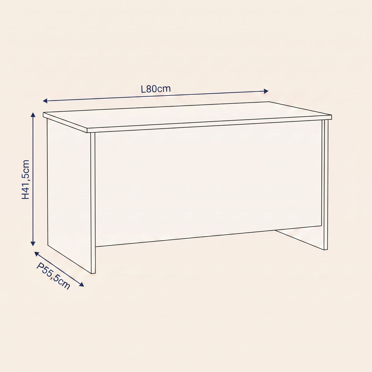 Dimensions de la table basse relevable Velia blanc #Dimensions_80 × 55,5 × 41,5 cm #Couleur_Blanc