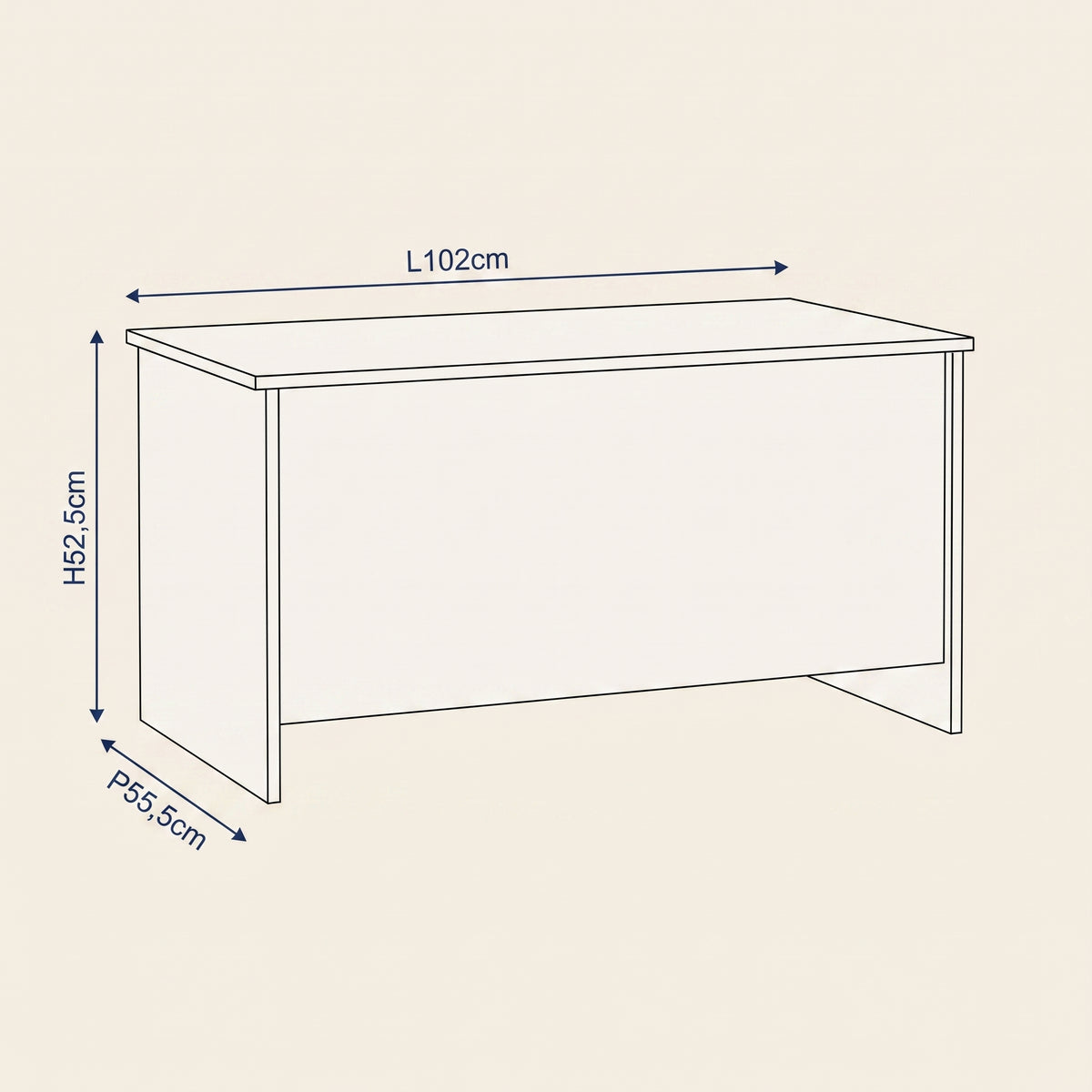 Dimensions de la table basse relevable Velia blanc #Dimensions_102 × 55,5 × 52,5 cm #Couleur_Blanc