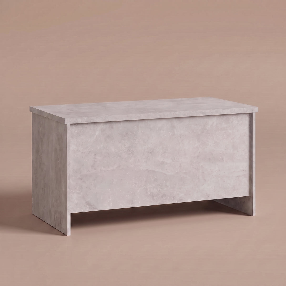Table basse relevable Velia gris béton fermée, panneaux pleins sans pieds #Dimensions_80 × 55,5 × 41,5 cm #Couleur_Gris béton
