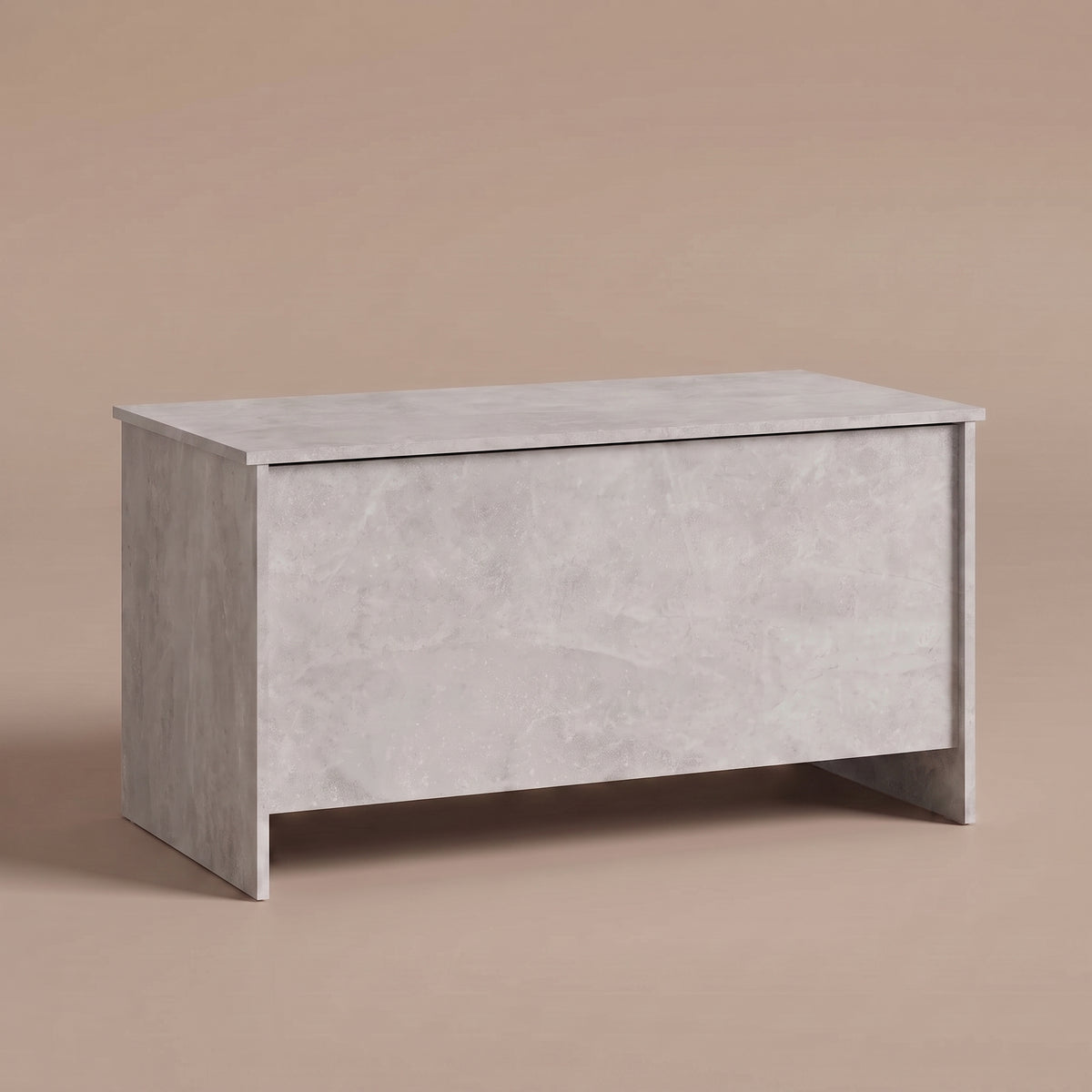 Table basse relevable Velia gris béton fermée, panneaux pleins sans pieds #Dimensions_102 × 55,5 × 52,5 cm #Couleur_Gris béton
