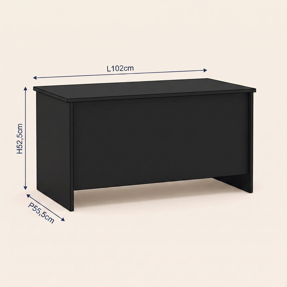Dimensions de la table basse relevable Velia noir #Dimensions_102 × 55,5 × 52,5 cm #Couleur_Noir