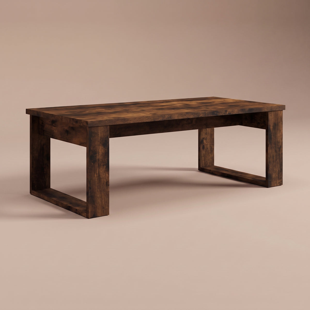Table basse en bois Arlon, chêne fumé, vue 3/4 #Couleur_Chêne fumé