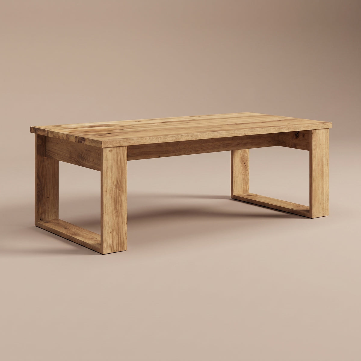 Table basse en bois Arlon, chêne artisanal, vue 3/4 #Couleur_Chêne artisanal