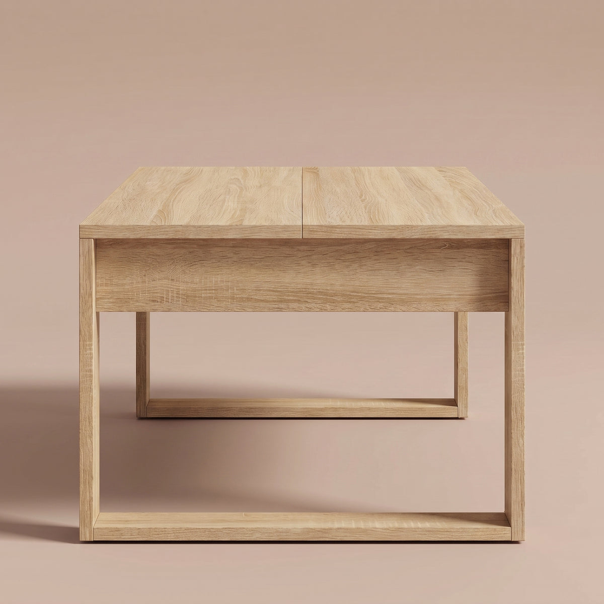 Table basse en bois Arlon, chêne sonoma, vue de face, pieds-cadres #Couleur_Chêne sonoma