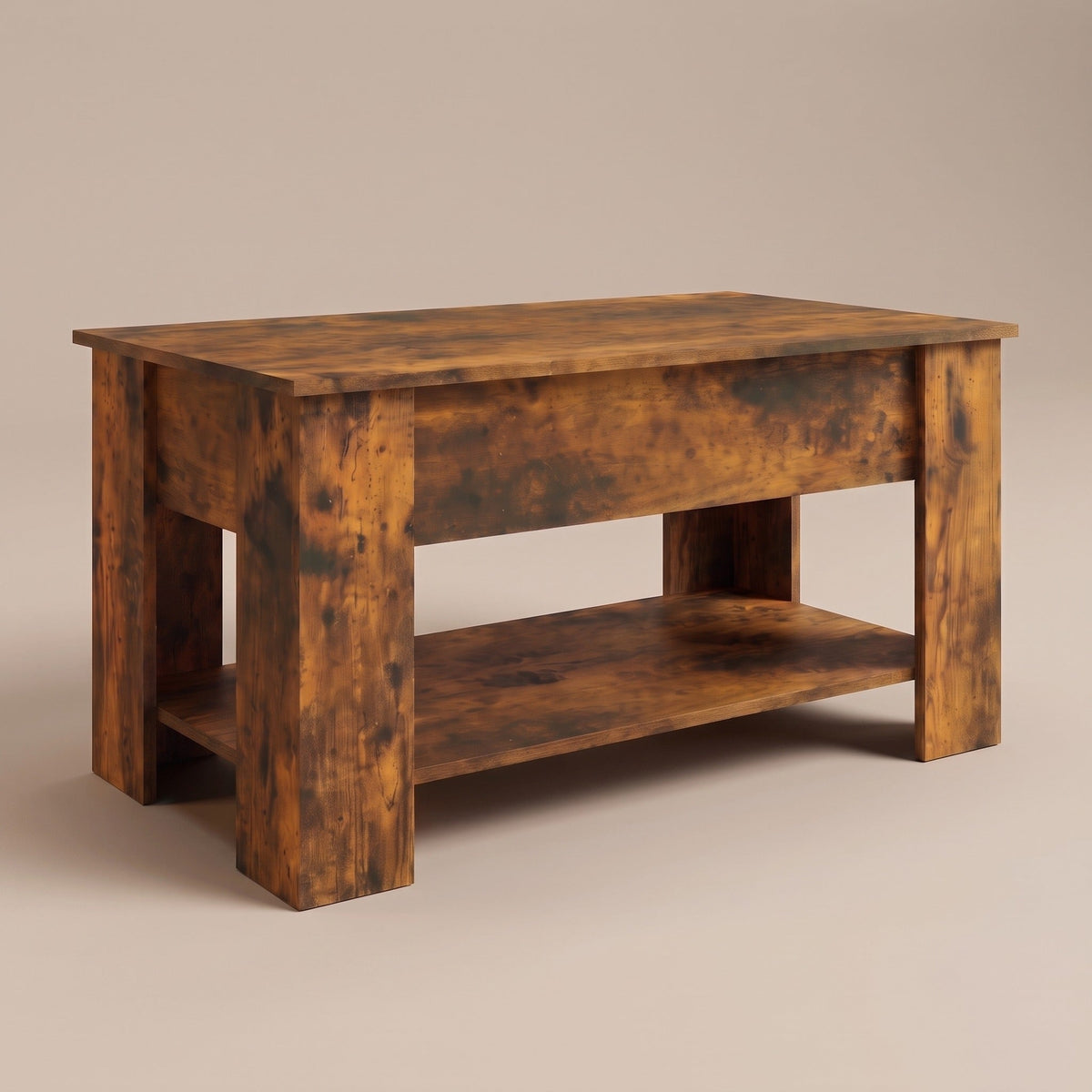 Table basse Aveline chêne fumé fermée, vue de trois quarts #Dimensions_101 × 49 × 52 cm #Couleur_Chêne fumé
