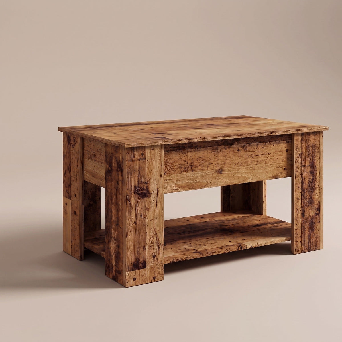 Table basse Aveline 79 cm vieux bois fermée #Dimensions_79 × 49 × 41 cm #Couleur_Vieux bois