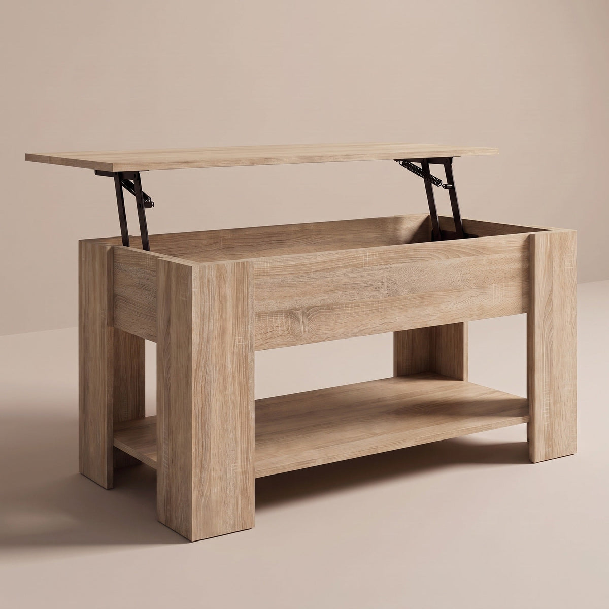 Table basse relevable Aveline en chêne Sonoma, plateau relevé #Dimensions_101 × 49 × 52 cm #Couleur_Chêne Sonoma
