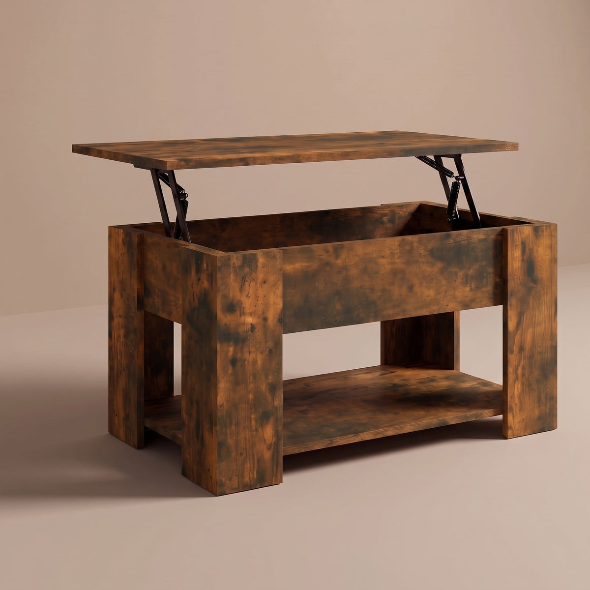 Table basse relevable Aveline 79 cm en chêne fumé, plateau relevé #Dimensions_79 × 49 × 41 cm #Couleur_Chêne fumé