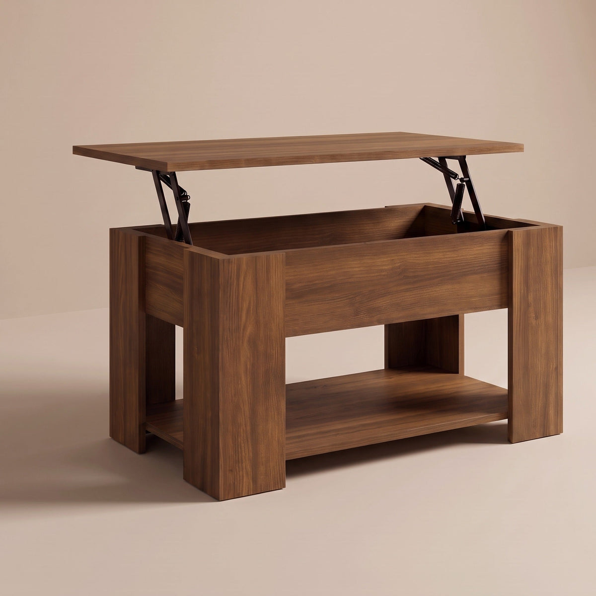 Table basse relevable Aveline 79 cm en chêne marron, plateau relevé #Dimensions_79 × 49 × 41 cm #Couleur_Chêne marron