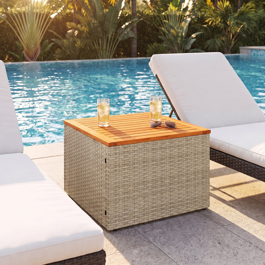 Cabana bois beige — l'esprit lounge au bord de la piscine