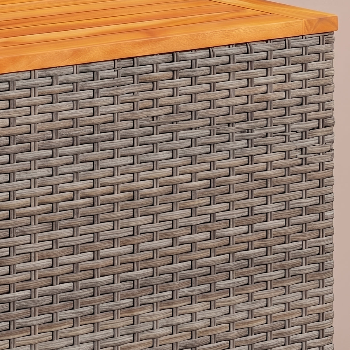 Table résine tressée Cabana, bois, gris, zoom tressage #Matériau_Bois #Couleur_Gris