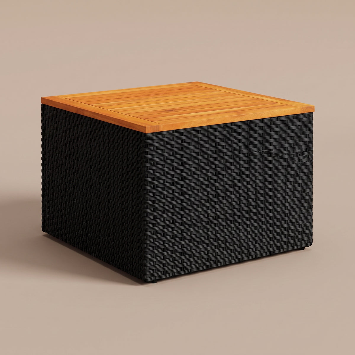 Table résine tressée Cabana, bois, noir, vue 3/4 #Matériau_Bois #Couleur_Noir