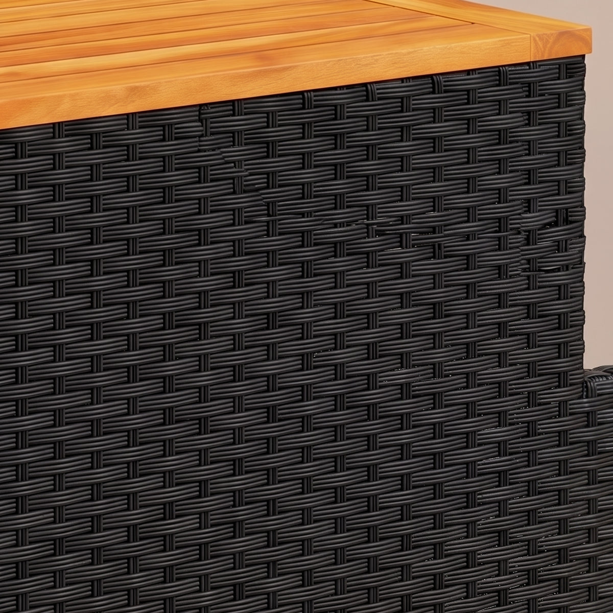 Table résine tressée Cabana, bois, noir, zoom tressage #Matériau_Bois #Couleur_Noir