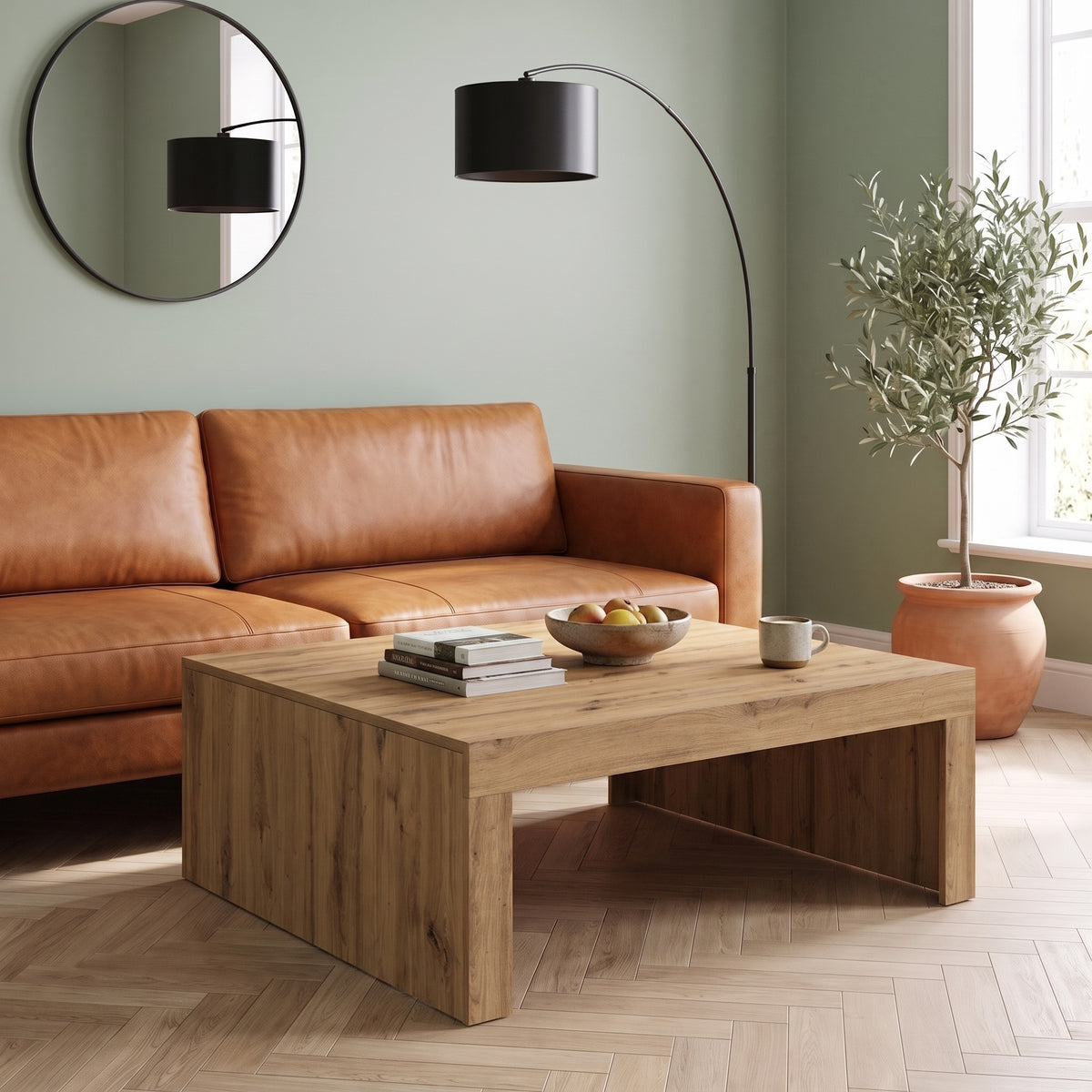 Table basse en bois Carmo, chêne artisanal – en situation dans un salon #Couleur_Chêne artisanal