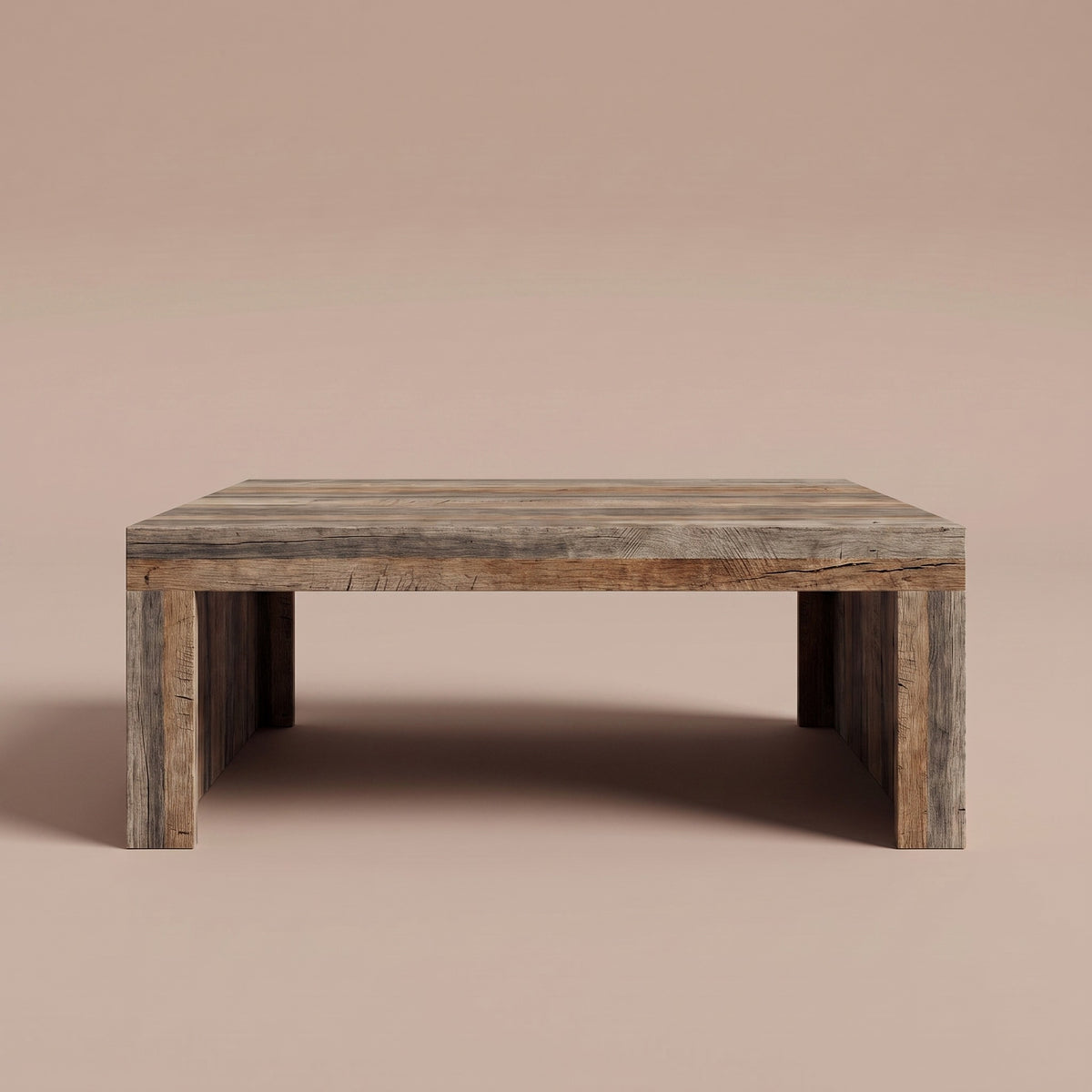 Table basse en bois Carmo, bois ancien – vue de face #Couleur_Bois ancien