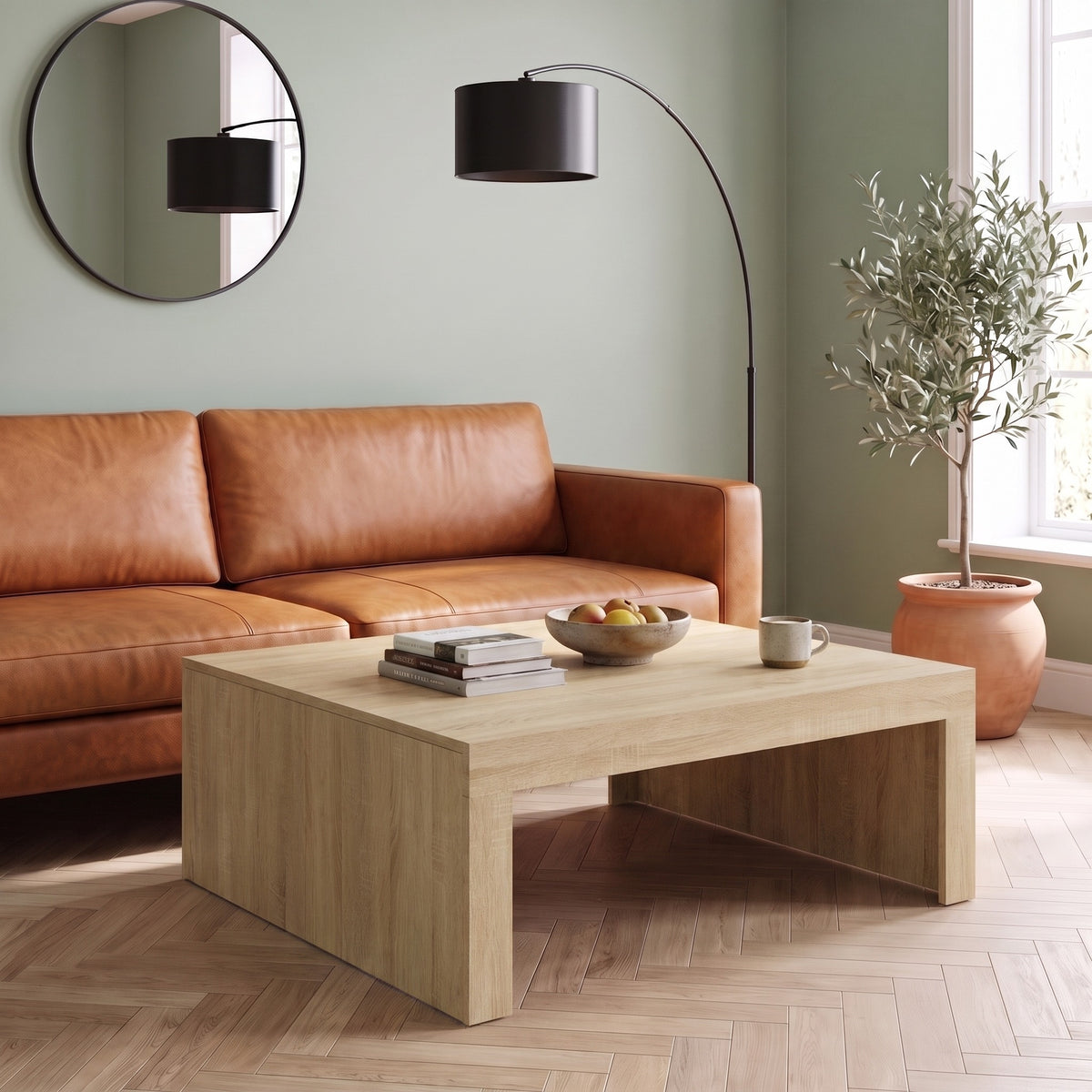 Table basse en bois Carmo, chêne sonoma – en situation dans un salon #Couleur_Chêne sonoma