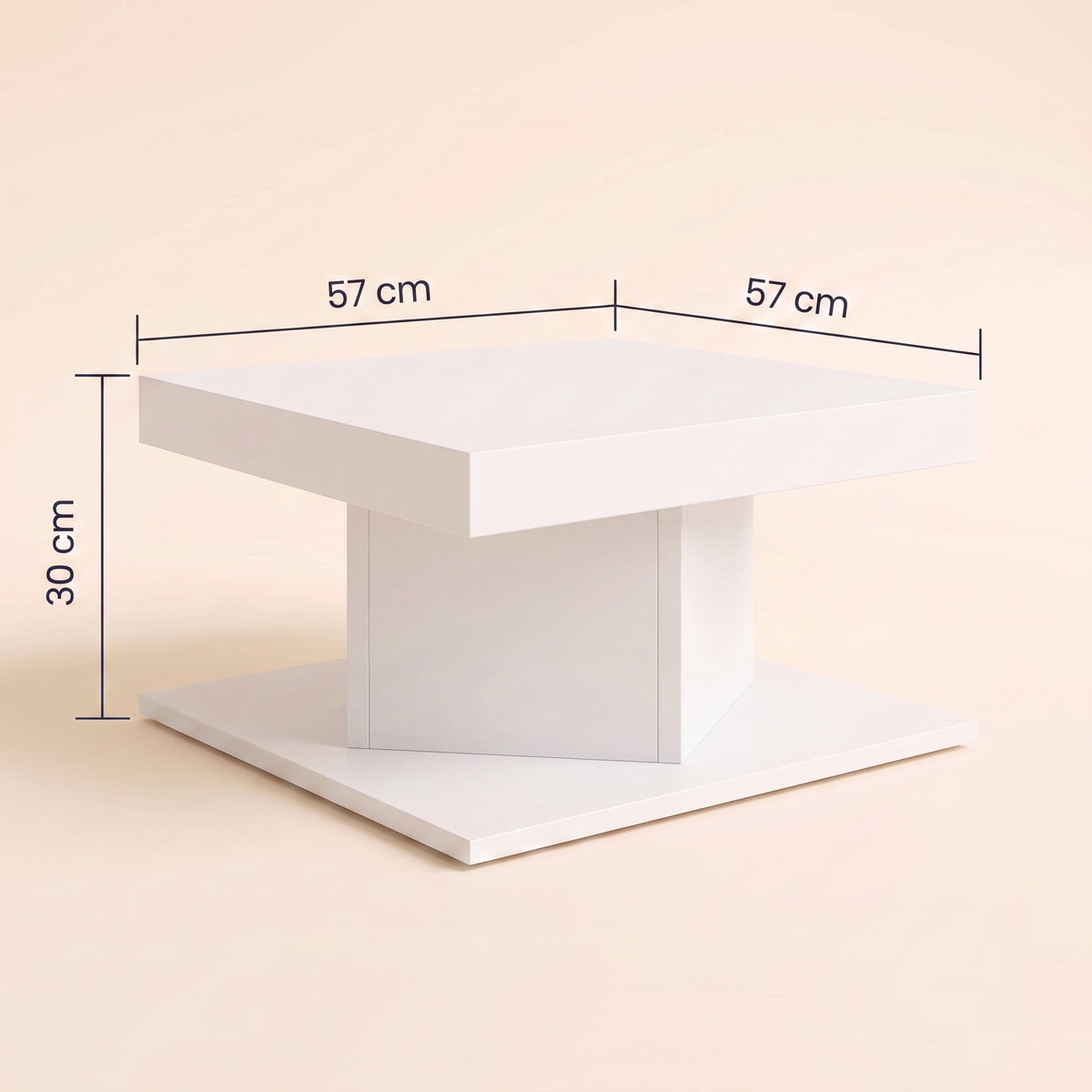 Dimensions de la table Dado : 57 x 57 cm, 30 cm de haut #Couleur_Blanc