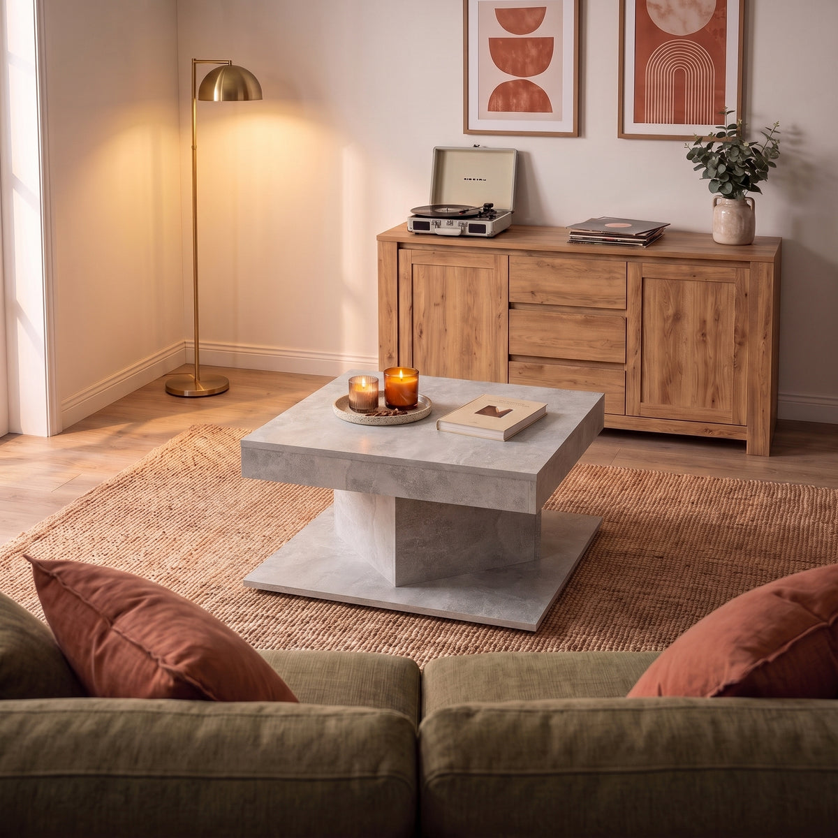 Table Dado gris béton, ambiance du soir #Couleur_Gris béton