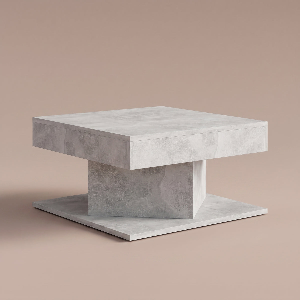 Table carrée compacte Dado, gris béton, vue 3/4 #Couleur_Gris béton