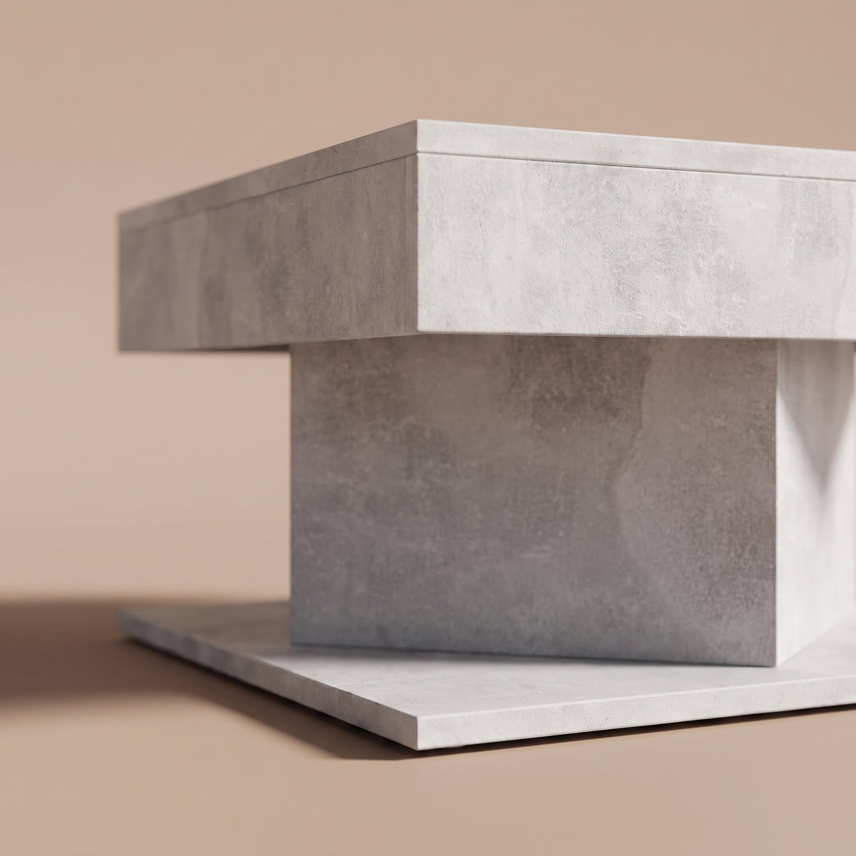 Zoom sur les trois strates de la table Dado gris béton #Couleur_Gris béton
