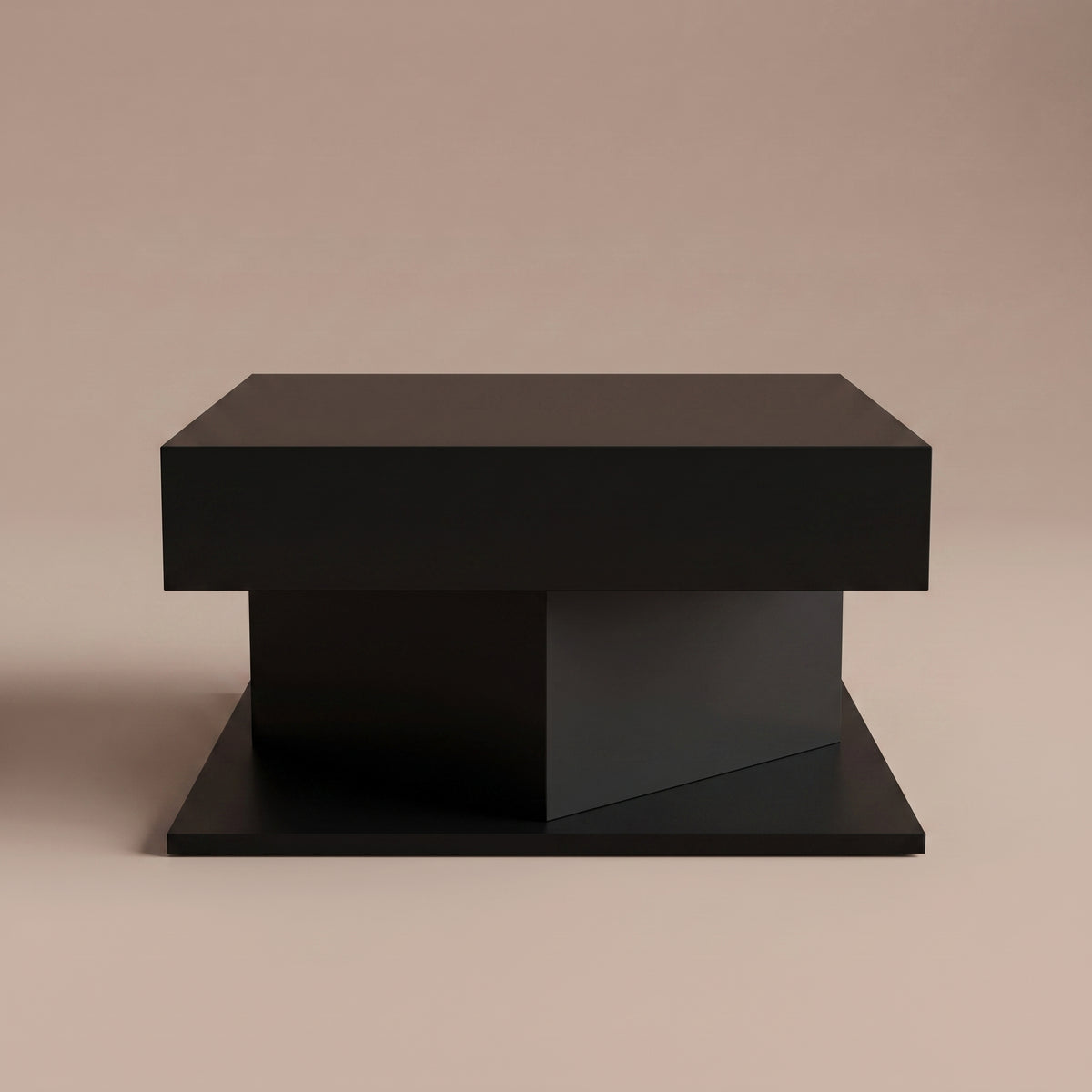 Table Dado noir, vue de face, colonne centrale en losange #Couleur_Noir