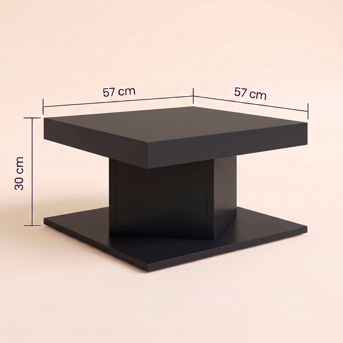 Dimensions de la table Dado : 57 x 57 cm, 30 cm de haut #Couleur_Noir