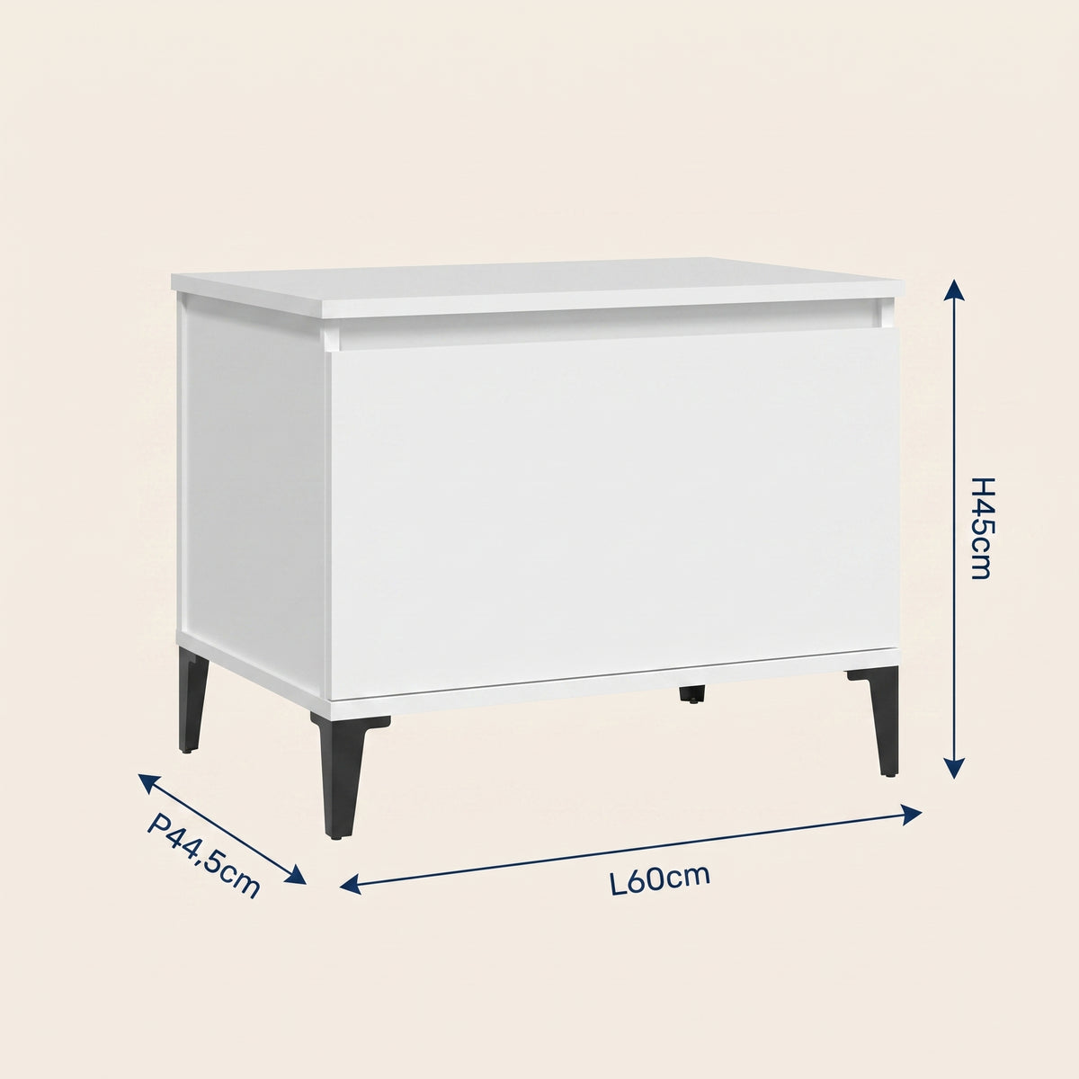 Dimensions de la table basse relevable Elva blanc #Dimensions_60 × 44,5 × 45 cm #Couleur_Blanc