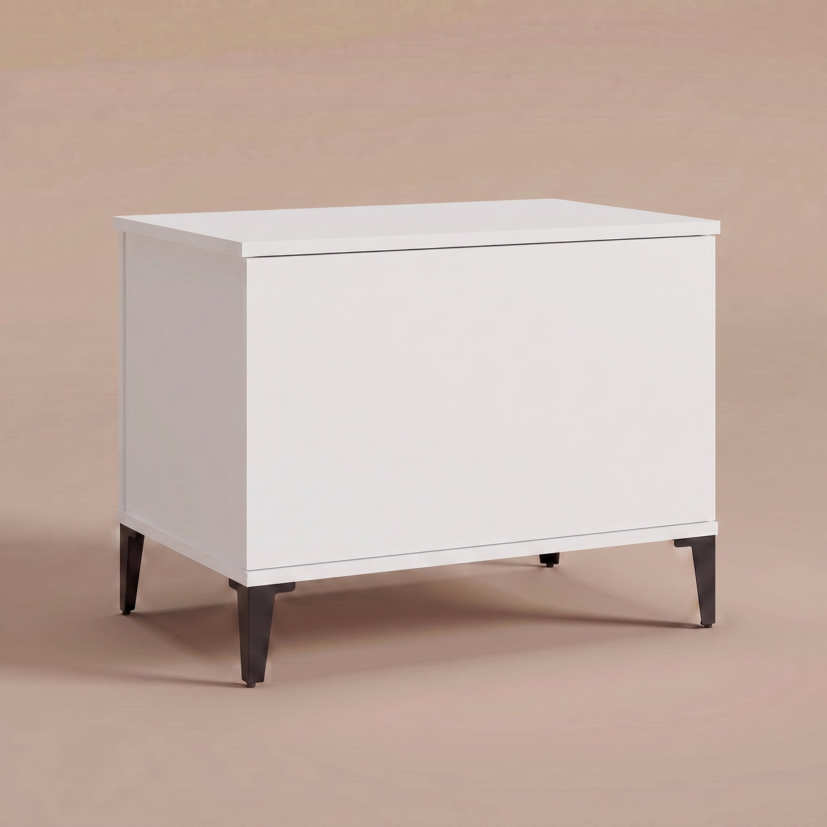Table basse relevable Elva blanc fermée, pieds effilés en métal noir #Dimensions_60 × 44,5 × 45 cm #Couleur_Blanc