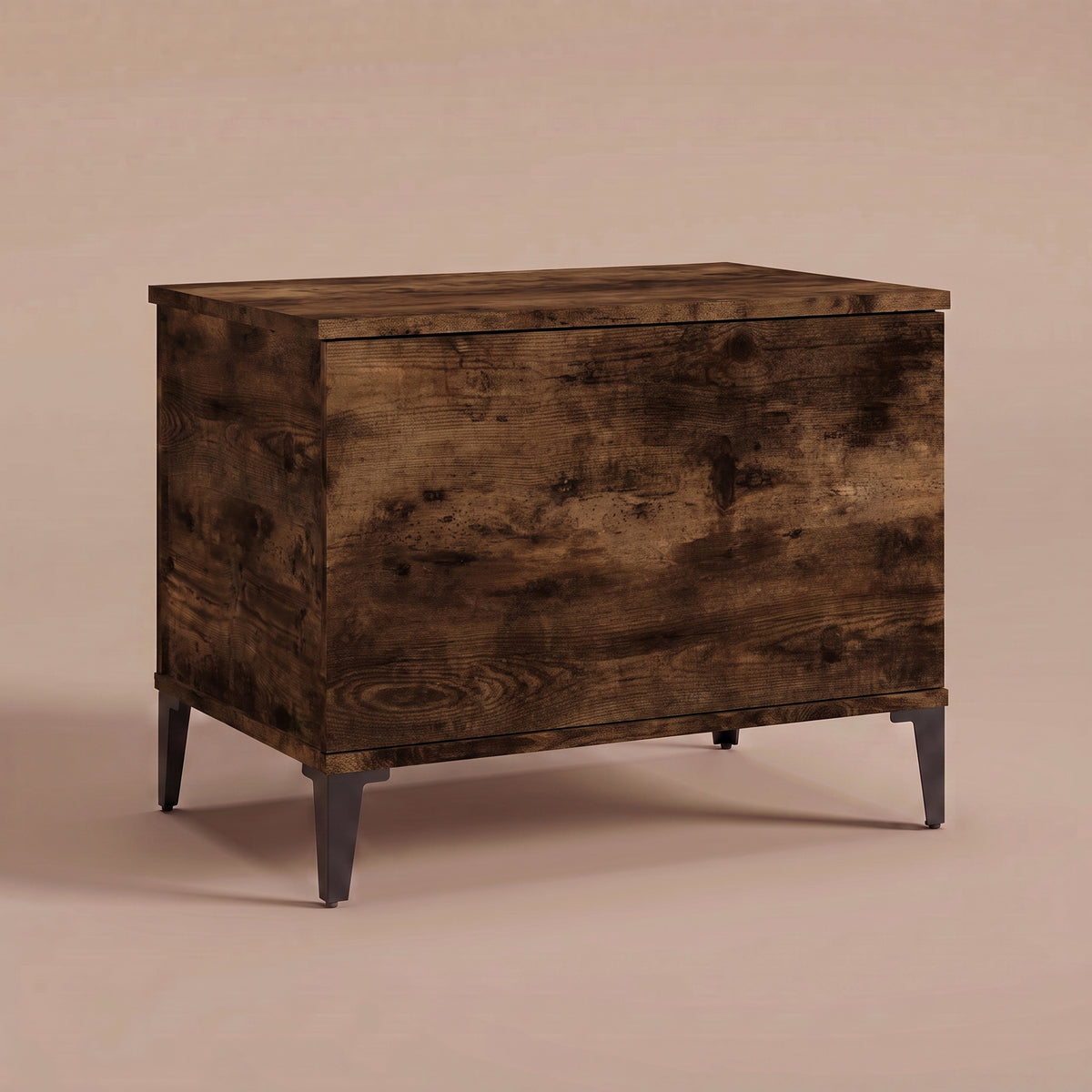 Table basse relevable Elva chêne fumé fermée, pieds effilés en métal noir #Dimensions_60 × 44,5 × 45 cm #Couleur_Chêne fumé