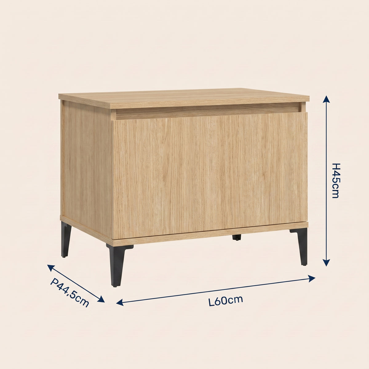 Dimensions de la table basse relevable Elva chêne sonoma #Dimensions_60 × 44,5 × 45 cm #Couleur_Chêne sonoma