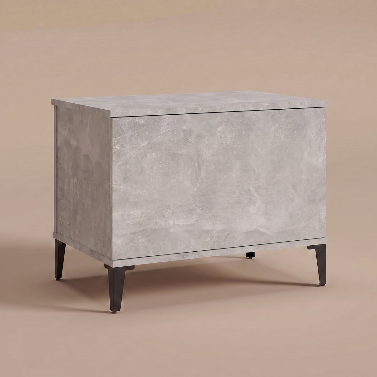 Table basse relevable Elva gris béton fermée, pieds effilés en métal noir #Dimensions_60 × 44,5 × 45 cm #Couleur_Gris béton