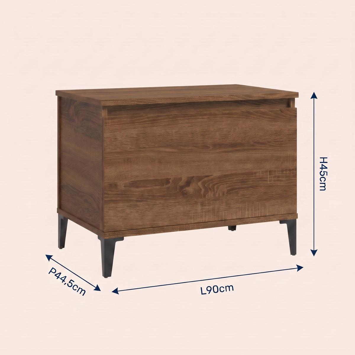 Dimensions de la table basse relevable Elva chêne marron #Dimensions_90 × 44,5 × 45 cm #Couleur_Chêne marron