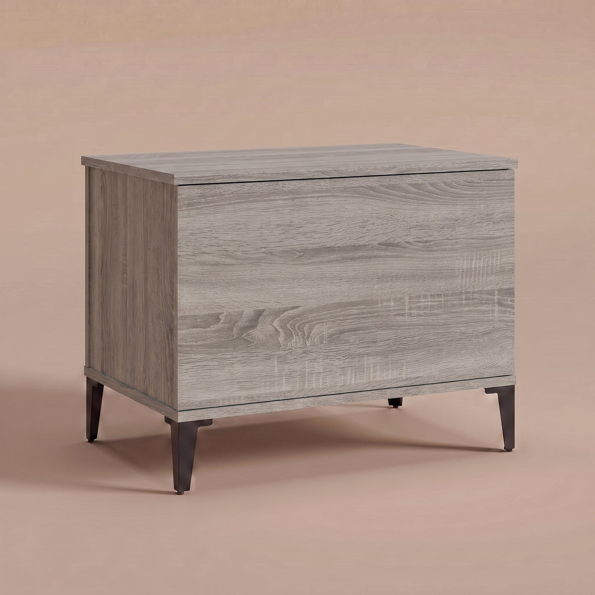 Table basse relevable Elva sonoma gris fermée, pieds effilés en métal noir #Dimensions_60 × 44,5 × 45 cm #Couleur_Sonoma gris