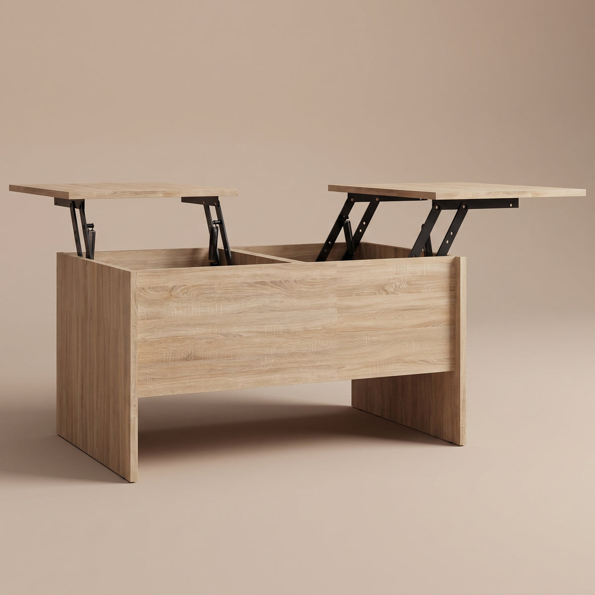 Table relevable Maela, chêne sonoma, 80 × 50,5 × 41,5 cm, plateaux relevés sur vérins #Couleur_Chêne Sonoma #Dimensions_80 × 50,5 × 41,5 cm
