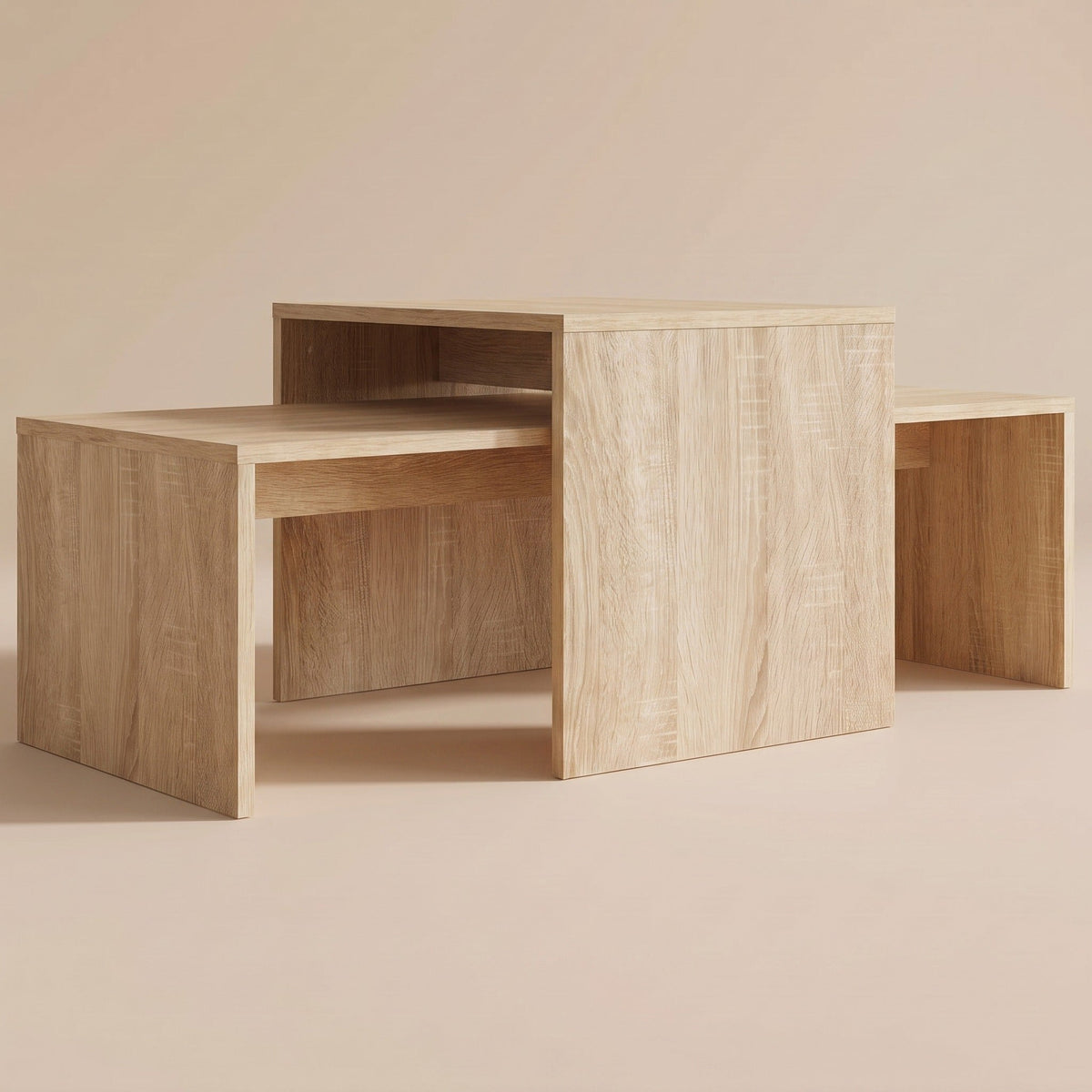 Tables gigognes Nesta en chêne sonoma, configuration croisée #Couleur_Chêne sonoma