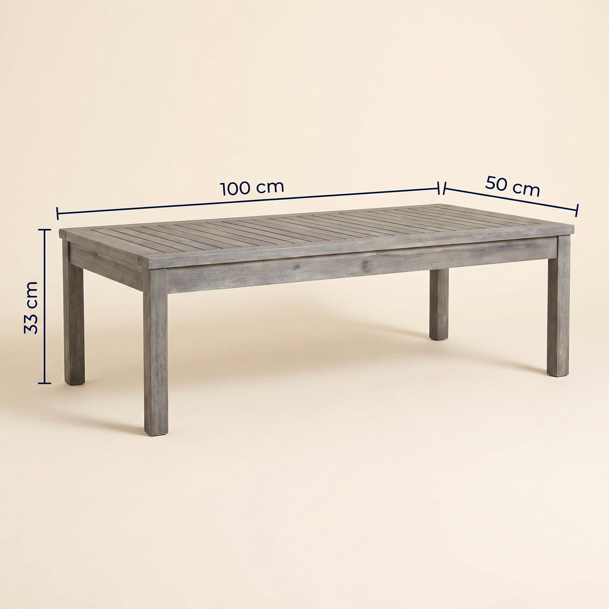 Dimensions de la table Nordvik : 100 x 50 cm, 33 cm de haut