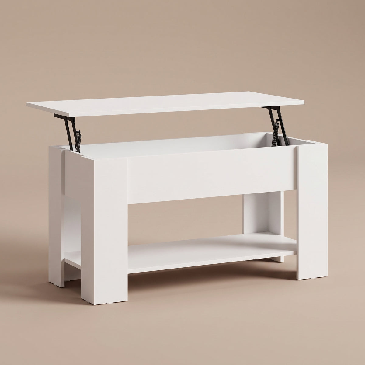 Table relevable Onda, blanc, plateau relevé par vérins #Couleur_Blanc #Dimensions_101 × 49 × 52 cm