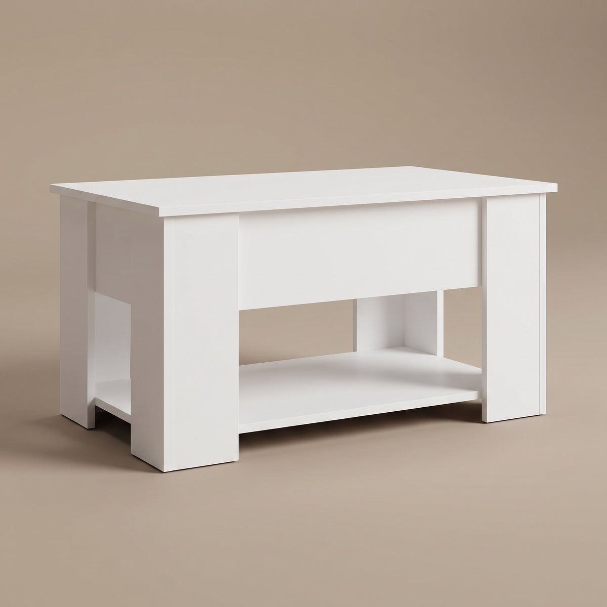 Table relevable Onda, blanc, vue de trois quarts, plateau fermé #Couleur_Blanc #Dimensions_79 × 49 × 41 cm
