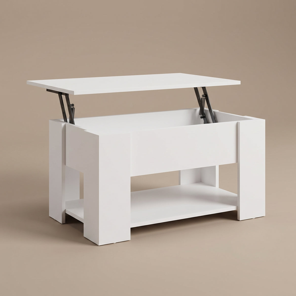 Table relevable Onda, blanc, plateau relevé par vérins #Couleur_Blanc #Dimensions_79 × 49 × 41 cm