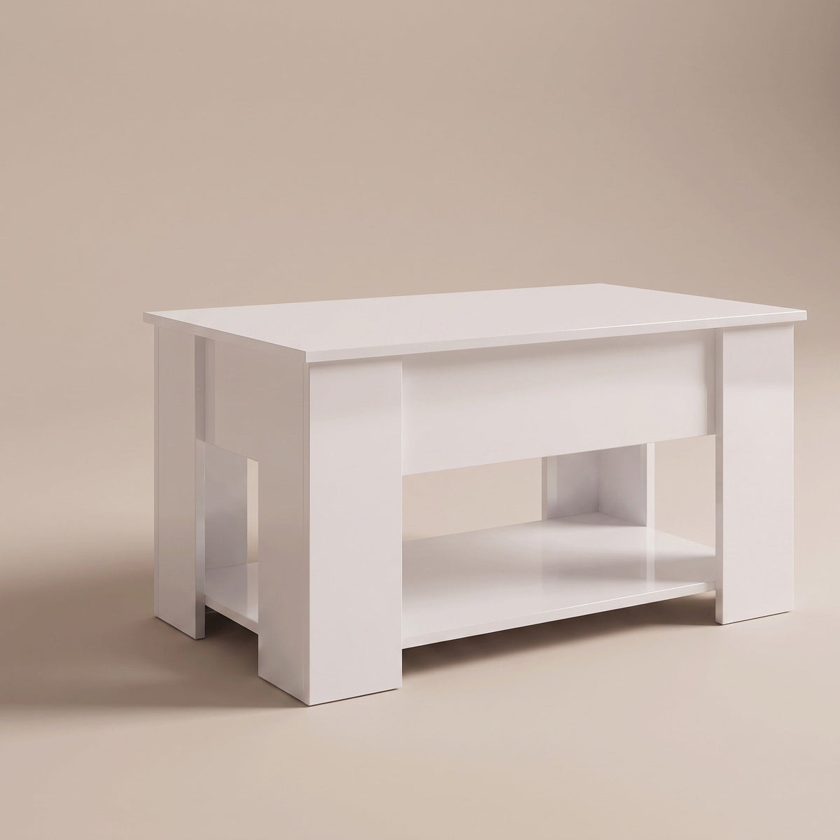 Table basse Onda 79 cm blanc brillant fermée #Dimensions_79 × 49 × 41 cm #Couleur_Blanc brillant