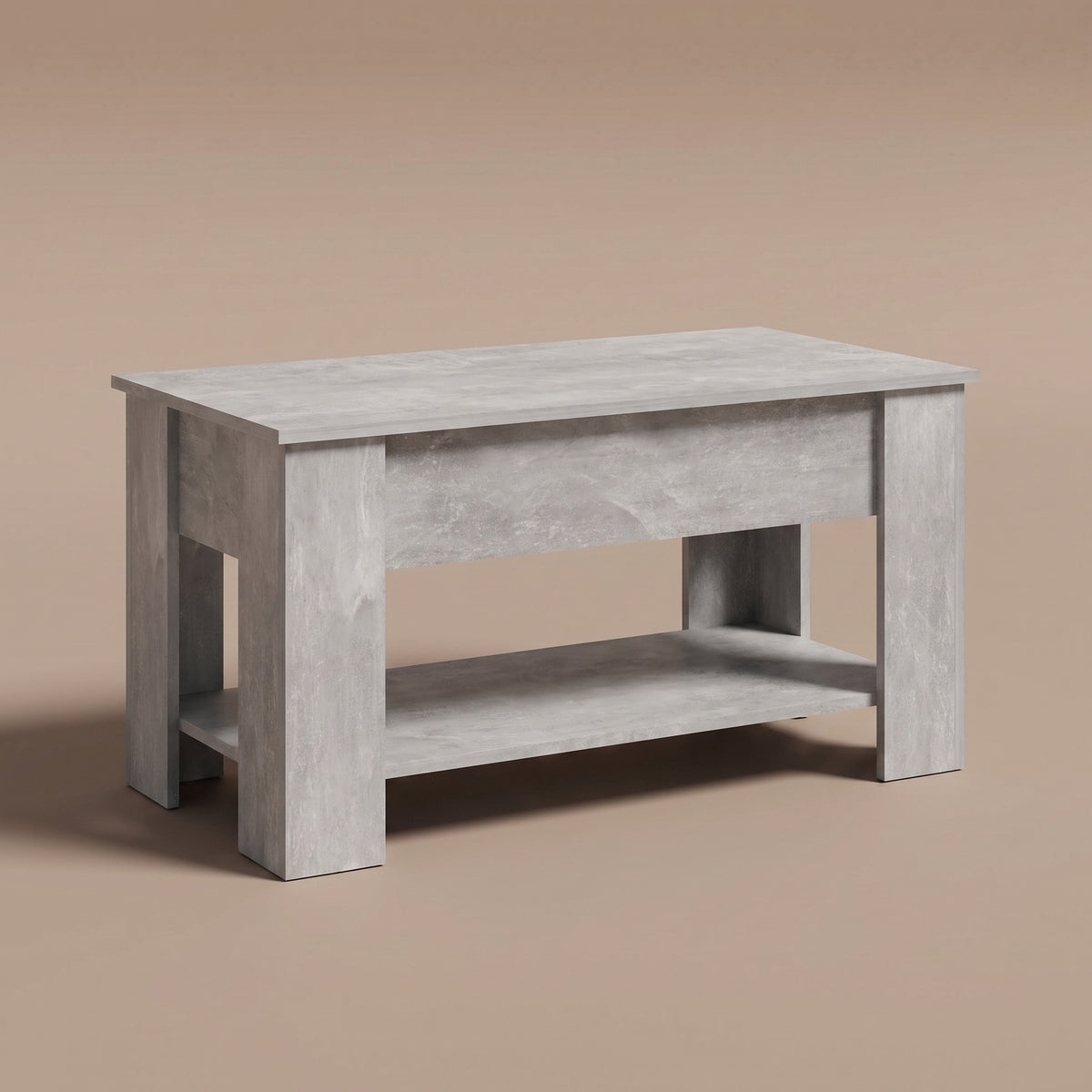 Table relevable Onda, gris béton, vue de trois quarts, plateau fermé #Couleur_Gris béton #Dimensions_101 × 49 × 52 cm