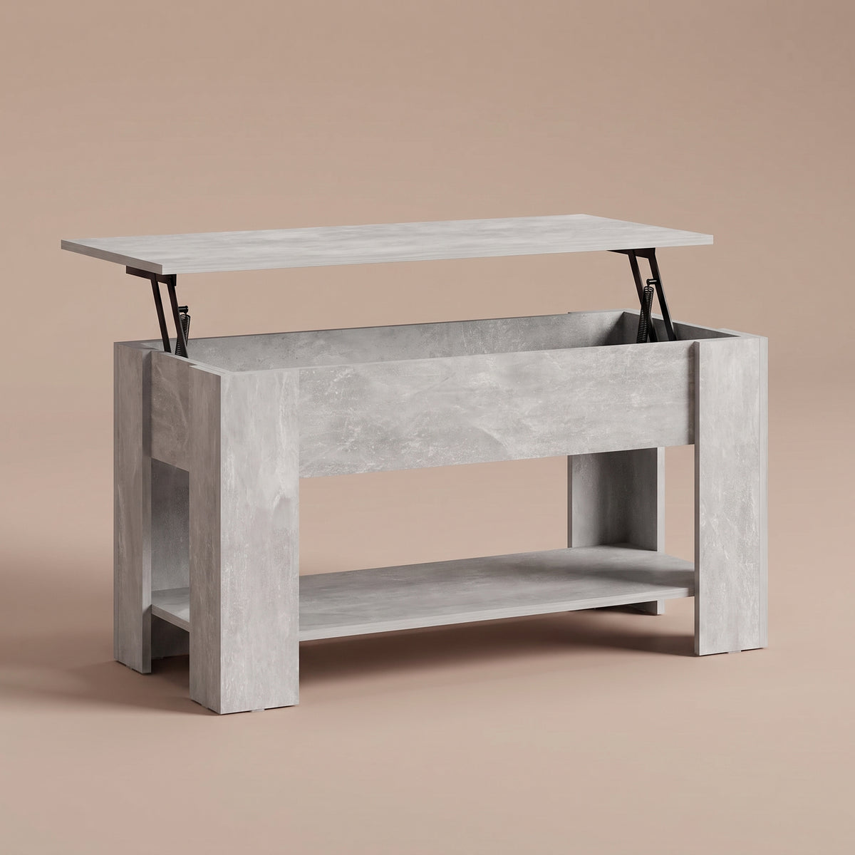 Table relevable Onda, gris béton, plateau relevé par vérins #Couleur_Gris béton #Dimensions_101 × 49 × 52 cm