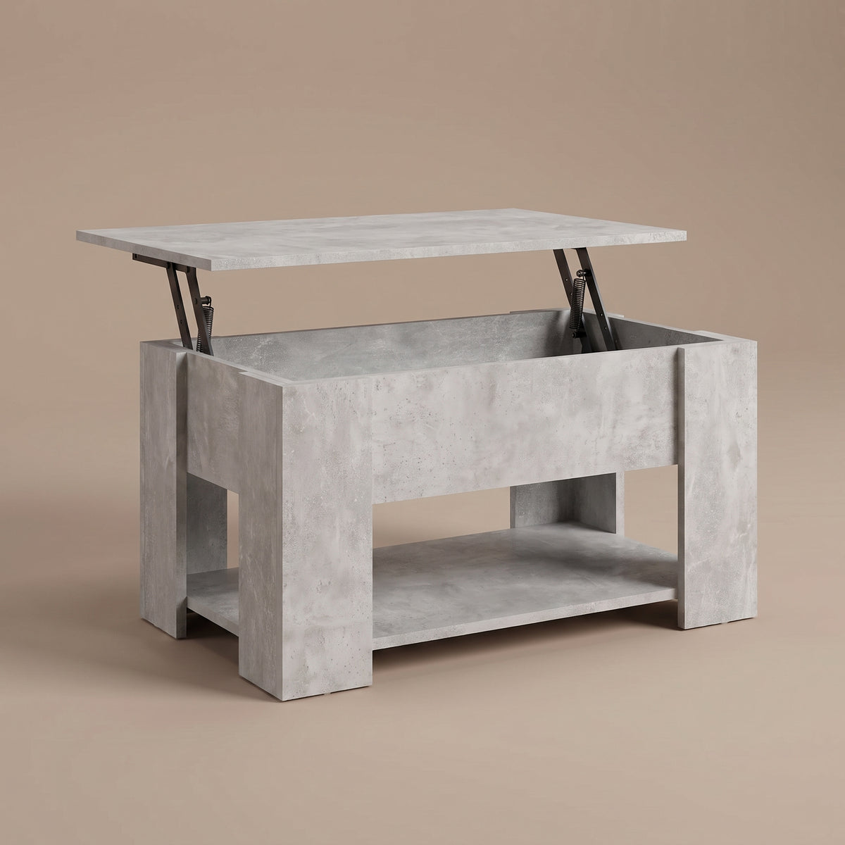 Table relevable Onda, gris béton, plateau relevé par vérins #Couleur_Gris béton #Dimensions_79 × 49 × 41 cm